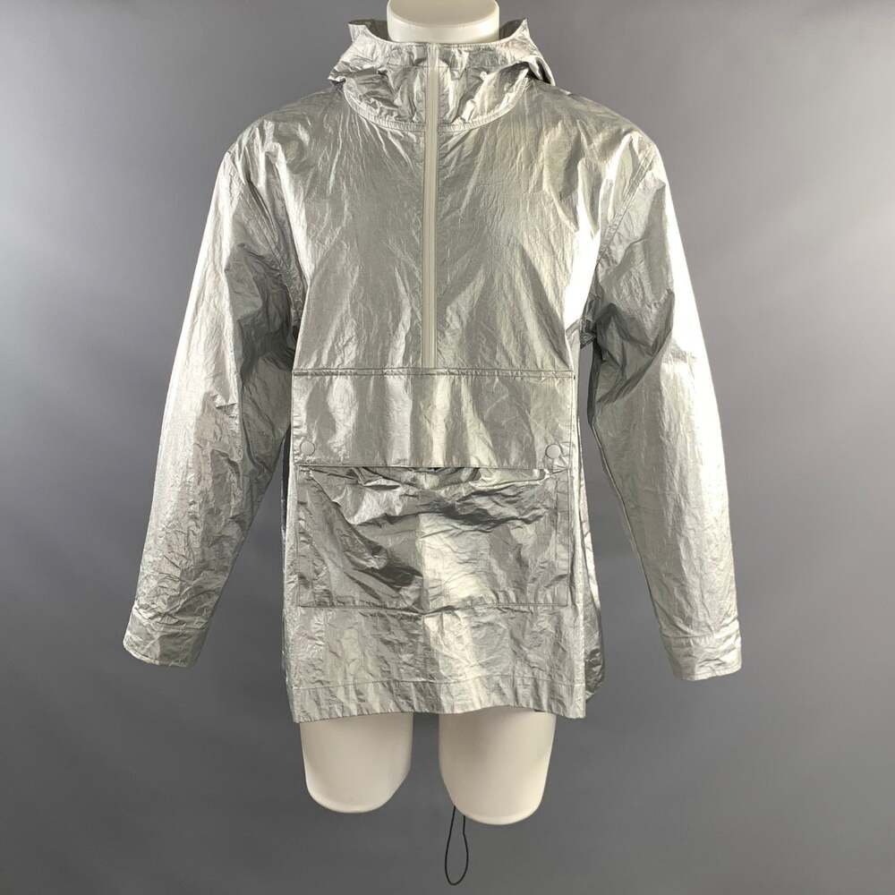 ALEXANDER WANG Size M Silver Metallic Polyurethane & Polyester Pop Over Jacket